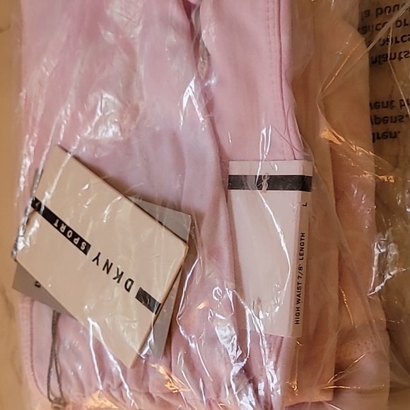 DKNY WOMEN'S CROSSOVER-FRONT TIE DYED LEGGINGS SIZE L  PINK/WHITE - Picture 5 of 7